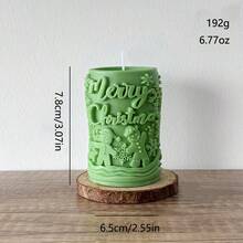 1pc Christmas Cylinder Shaped Scented Candle, Home Decor Ornament, Christmas Decorations, Christmas Gifts