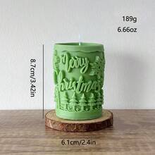 1pc Christmas Cylinder Shaped Scented Candle, Home Decor Ornament, Christmas Decorations, Christmas Gifts