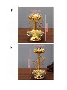 油灯烛台 - 精美的佛教祭坛用品，带有莲花酥油灯设计、烛台、许愿茶灯和冥想氛围，适用于小圆形蜡烛） - 1pc - 查看 11