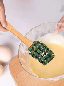 1 pieza Rasqueta de silicona navideña, Juego de rasquetas navideñas, Herramienta de cocina navideña, Con mango de madera, Rasqueta para decorar pasteles navideños, Para cocinar, hornear, mezclar crema de mantequilla - Multicolor - Ver 11