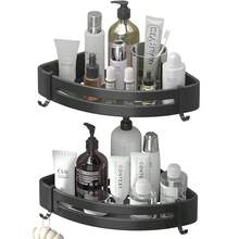 1 pieza Estante de ducha de esquina sin taladro - Caja de almacenamiento adhesiva para champú, jabón y artículos de baño esenciales