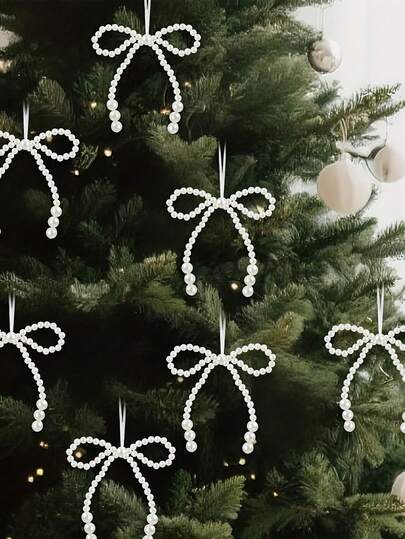 Elegant White Bow Set For Christmas Tree Decoration - Includes 6 Large & 6 Small Bows With Sparkling Accents, Perfect For Wreaths, Gift Wrapping, And Wedding Decor, Christmas Decorations