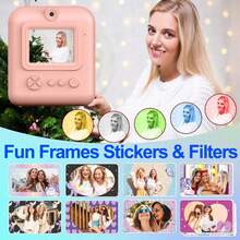 Fotocamera istantanea aggiornata per uomo e donna, fotocamera digitale con doppio obiettivo 1080P HD per selfie, con carta fotografica, regalo di Natale e compleanno per uomo e donna, batteria ricaricabile agli ioni di litio da 1000/1200/1300 mAh