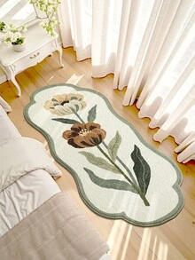 DAJIANG 1pc Vintage Simple Floral Print Non-Slip Entrance Rug, Soft Carpet, Foldable & Washable, Suitable For Living Room, Kitchen, Bathroom, Bedroom Decor - Home Decoration, Thickened For Festival, Entryway, Runner Rug, Autumn, Winter