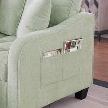 Two-Seater Sofa, Double Sofa Chaise Longue, With Irregular Armrests And Backrests, Footrest With Storage Space, Comes With Two Small Throw Pillows, Suitable For Living Room And Bedroom - Cyan - Màu xanh Bạc hà - Xem 7