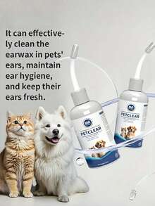 1 pieza Gotas para oídos de mascotas adecuadas para gatos y perros - Limpian eficazmente el cerumen, los residuos y las secreciones, y mantienen el conducto auditivo limpio. El diseño tubular ergonómico facilita su uso con precisión. Cada botella tiene una capacidad de 2.03 onzas (longitud de cuidado ideal, evitando el desperdicio excesivo).
