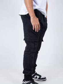 Men's Cargo Jogger Pants Casual Streetwear Premium Twill With Elastic Cuff And Side Pockets Skate - 黑色的 - 查看 2