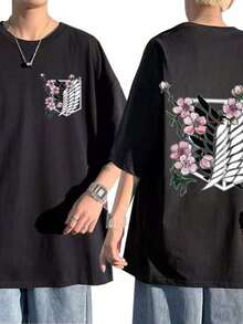 Anime Attacks On Titan T-Shirt Unisex 100% Cotton Streetwear New Release Shipping Various Colors!! - 黑色 - 查看 4