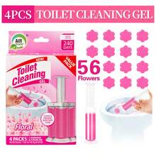 56 Count Fresh Flower Gel Stamp Toilet Cleaner, Air Freshener, Fresh Bathroom Toilet Cleaning Gel Stamp, Helps Keep Toilet Clean, Prevents Scale And Toilet Ring, 6 Fragrance Options, Includes 1 Dispenser And 4 Gels - Floral-56 Pcs - 查看 6