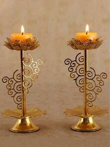 油灯烛台 - 精美的佛教祭坛用品，带有莲花酥油灯设计、烛台、许愿茶灯和冥想氛围，适用于小圆形蜡烛） - 1pc - 查看 6