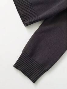 秋冬款细羊绒混纺针织有领开衫 - 深灰色 - 查看 7