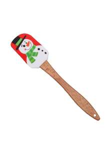 1pc Christmas Silicone Scraper, Christmas Scraper Set, Christmas Kitchen Tool, With Wooden Handle, Christmas Cake Decorating Scraper, For Cooking Baking Mixing Butter Cream - Multicolor - View 13