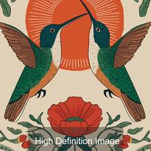 1pc Framed/Unframed Boho Floral Hummingbird Folk Art Vintage Wall Poster Canvas Print Scandinavian Sunrise Bird Farmhouse Decor Rustic Painting For Dorm,Living Room,Bedroom,Modern Home Decoration - Multicolor - View 5