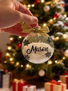 1pc Customized Personalized Christmas Ball, Personalized Christmas Tree Decoration, Christmas Party Wedding Guest Gift, Holiday Gift, Customized Christmas Ornament - Multicolor - View 9