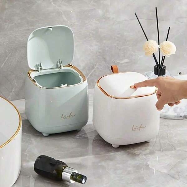 Mini Desktop Trash Can With Button, Suitable For Living Room, Desk, Car, Bedroom, Dining Room, Etc.