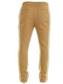 Mens Casual Tech Fleece Solid Stacked Sweat Pants - Sand Cream - View 3