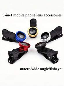Mobile Fisheye Lens Camera Artifact Wide-Angle Macro Professional Shooting External Filter Lens For Mobile Phone Universal SLR High-Definition Camera Live Photography Three-In-One Suit