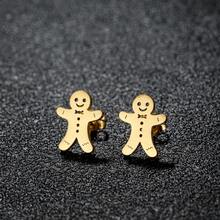 1 Paar Edelstahl Lebkuchenmann Ohrstecker, Weihnachtsgeschenk - GED399 - Übersicht 3