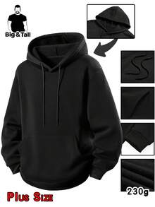 Plus Size Men's Casual Loose Fit Thermal Lined Sweatshirt, Boyfriend Style, Ins, Warm Winter Jacket