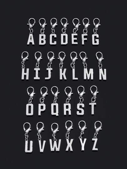 1pc Fashionable Minimalist Hollow 26 English Letter Shaped Keychain, Suitable For Men And Women, Car Keys, Bags, Decorative Gift