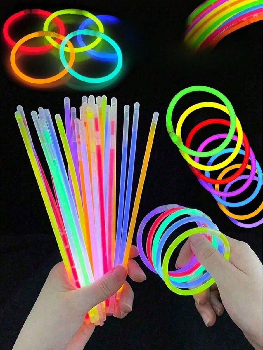 100件/50件/10件 彩色8英吋派對燈飾裝飾品，可在黑暗中持續發光10至12小時，可用於製作手鍊、項鍊等，適用於派對、聚會、酒吧、生日 - 彩色 - 查看 1