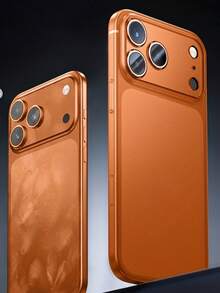 1pc Luxury Minimalist Ice Feel Clear Matte Case Compatible With IPhone 17 Air 16 14 13 12 15 11 Pro Max Plus Transparent Camera Protection - Orange - View 6