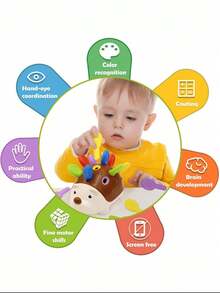 1 Set ABS Hedgehog Shaped Training Toy - Enhances Hand-Eye Coordination, Problem Solving And Critical Thinking - Teaches Colors And Numbers - Suitable For Parent-Child Interaction Early Education Toy, Baby Birthday Party Gift - Multicolor - View 8
