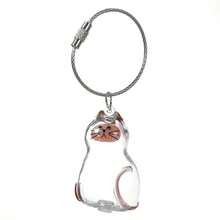 Clear Cat Fur Keepsake Charm - Portable Memorial Keychain For Pet Lovers, Customizable Cat Hair Jewelry Gift - Trong sáng - Xem 2