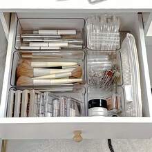 3/6pcs Multifunctional Plastic Cosmetic Drawer Organizer Box - Makeup, Jewelry, And Accessories Storage Solution For Vanity And Desk - Clear - View 5