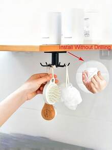 必备旋转挂钩，1 件套橱柜下翻转挂钩，斋月圣诞节烹饪终极收纳神器，免钻孔，轻松安装 - 彩色 - 查看 3