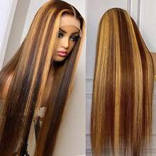 Ombre Lace Front Wig Human Hair Highlight 5x5 HD Straight Lace Front Wigs 200% Density 4/27 Colored Honey Blonde HD Lace Frontal Wigs For Women Pre Plucked With Baby Hair 30inch - S4/27 - Xem 2
