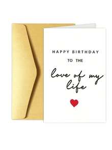 1/2/5/10pcs Romantic 'Happy Birthday To The Love Of My Life' Card With Elegant Red Heart - Perfect For Lovers & Partners, Ideal Valentine's Day Gift, Blank Page Inside, Perfect Gift For All Kinds Of Holidays, Anniversaries, Holiday Parties, Birthday Parties, Banquets And Special Occasions - Multicolor - View 13
