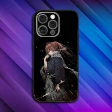 Custodia per telefono compatibile con Anime R-Rurouni Kenshin, adatta per iPhone 17, 16, 15, 14, 13, 12, 11, Pro, Max, Plus, X, XS, SE4, E, Mini, in morbida cover nera