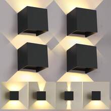 Lámparas de Pared para Interior y Exterior, Lámparas de Pared Impermeable, 12W LED Apliques de Pared, Ángulo de Haz Ajustable Hacia Arriba y Hacia Abajo, IP65 Impermeable, Luz Calida (4 PCS) - 1 - Ver 3