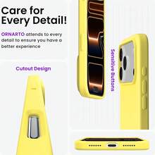 Liquid Silicone 3-Layer Full Protective Soft Rubber Phone Case Compatible With IPhone 17, 17 Air, 17 Pro, 17 Pro Max, With Shock-Proof Protection And Anti-Scratch Microfiber Lining, Also Compatible With IPhone 13, 11, 16 Pro Max, 15, 14 Plus, 12 Mini, XS Max, 7, 8 Plus - Yellow - View 6