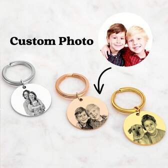 Personalized Keychain With Photo Engraving | Family Man Woman Child Portrait | With Desired Engraving Christmas Gift