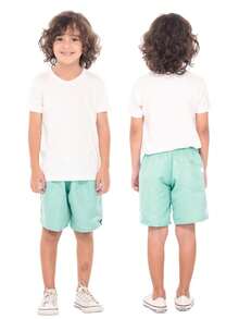 Tactel Elastane Children's Shorts For Boys, Youth, 4 To 14 Years Old, Beach Shorts - Màu xanh bạc hà - Xem 5