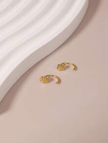 18K镀金可爱花朵鼻环20G-C形花朵镶嵌锆石鼻钉/鼻孔饰品适合日常佩戴小鼻环 - 多款式 - 查看 8