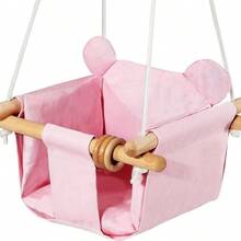 Baby Swing With Padded Backrest, Fabric Hammock Style - Pink - View 2