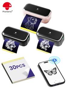 1 Stück Phomemo TP31 kabellose Tattoo-Transferschablonen-Drucker für 3,15" x 5,24", 162,24 x 132,56 mm, Mini-Tattoo-Transfer-Thermokopierer mit 30 Stücke kostenlosem Thermoübertragungstattoo-Papier, Tattoo-Drucker-Set für Tattoo-Künstler, Tattoo-Experten, Tattoo-Anfänger