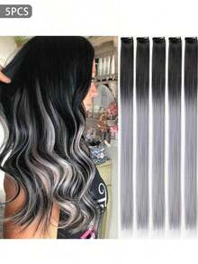 5 PCS Burgundy Colored Clip In Hair Extensions 20 Inch Long Straight Hairpieces Clip In Synthetic, Halloween Cosplay Dress Up Fashion Party Christmas New Year Gift For Women Christmas New Year Carnival Music Festival Use(Burgundy) - 多色 3 - 查看 10