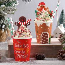 100 Christmas Series Paper Straws, Size 6x197mm, Serving As Christmas Decorations And Supplies For Cocktails, Coffee, And Other Beverages, Creating A Strong Christmas Atmosphere - Merry Christmas, Suitable For Various Christmas Parties, Gatherings, And Events - Mixed Colors - View 3