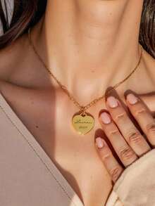 Customized Jewelry Ladies' Stainless Steel Necklace, Ladies' Stainless Steel Jewelry Heart-Shaped Name Necklace, Personalized Name Necklace, Customized Name Jewelry Personalized Gift, Engraved Heart-Shaped Necklace, Custom Name And Date Necklace, Any Text, Gift For Her, Birthday, Anniversary - Multicolor - View 5