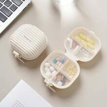 1Pc Layered Pill Box Portable Packaging Box Seven-Day Moisture-Proof Sealed Tablet Storage Box Mini Zipper Travel Portable Pill Box - White - View 1