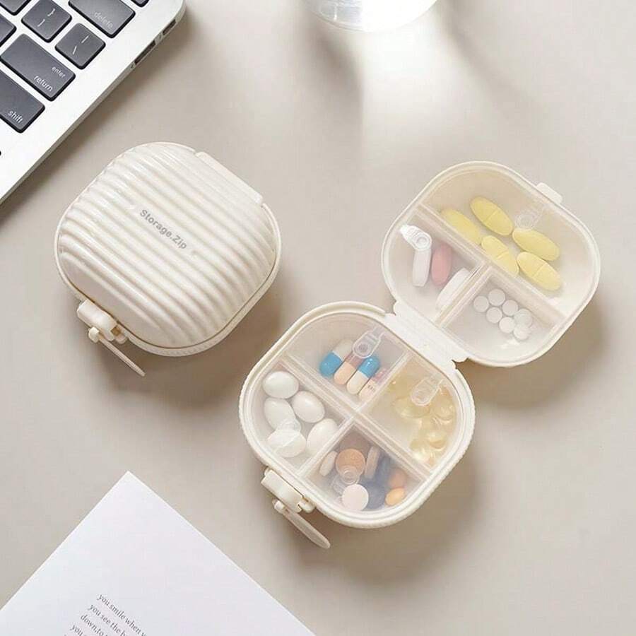 1Pc Layered Pill Box Portable Packaging Box Seven-Day Moisture-Proof Sealed Tablet Storage Box Mini Zipper Travel Portable Pill Box - White - View 1