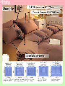 Juego de ropa de cama de 3 piezas en color café - 1 funda nórdica y 2 fundas de almohada, textil para el hogar suave y cómodo, disponible en varios colores, adecuado para dormitorios, decoración del hogar simple y de moda, juego de ropa de cama suave y acogedor para el dormitorio, lavable a máquina, sin relleno