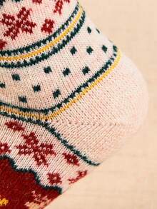 5 Pairs Of Cozy Reindeer Print Mid-Calf Socks - Warm, Thick Christmas Socks For Women, Festive Animal Design In Red, Beige, Brown, And Navy Blue, Perfect For Holiday Celebrations, Christmas Socks,Christmas Surprise Gifts,Valentine's Day Gifts, New Year's Gifts - Multicolor - View 6