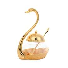 1 Set Ciotola per lo zucchero e Bottiglia per condimenti in lega di zinco, colore oro, nuova decorazione per casa e hotel, ciotola per lo zucchero in lega di zinco e vetro