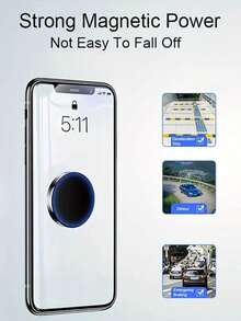 1/3 件创意圆形迷你磁性汽车导航仪表盘出风口夹座合金随机颜色手机支架，多功能迷你磁性粘贴金属汽车导航仪表盘出风口夹座合金金属磁吸家用手机支架，仪表板支架兼容 、Android 手机，生日、家人、朋友汽车配件礼物，车载手机支架