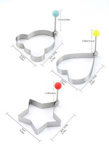 3pcs Stainless Steel Egg Rings, Fried Egg Mold, Egg Cooking Mold, Star & Heart Shaped